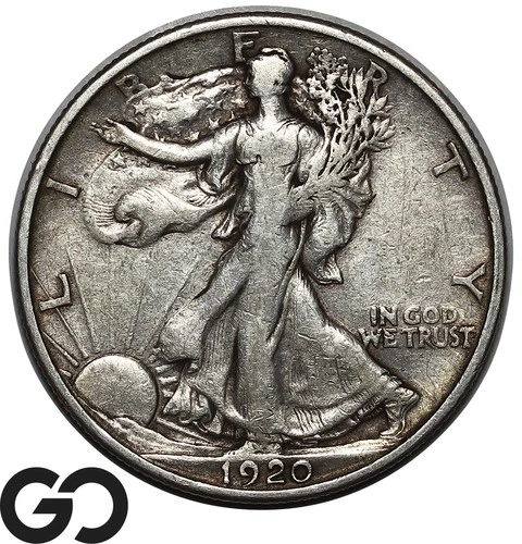 1920-S Walking Liberty Half Dollar, Better Date, XF-225