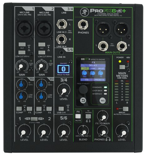 Mackie ProFX6v3+ 6-Channel Mixer w/Enhanced FX/USB Recording/Bluetooth+XLR Cable - Afbeelding 2 van 12