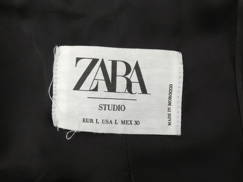 Zara Studio Jacket Sparkle Boucle Tweed Black Unusual Military Coat size L - Picture 6 of 15