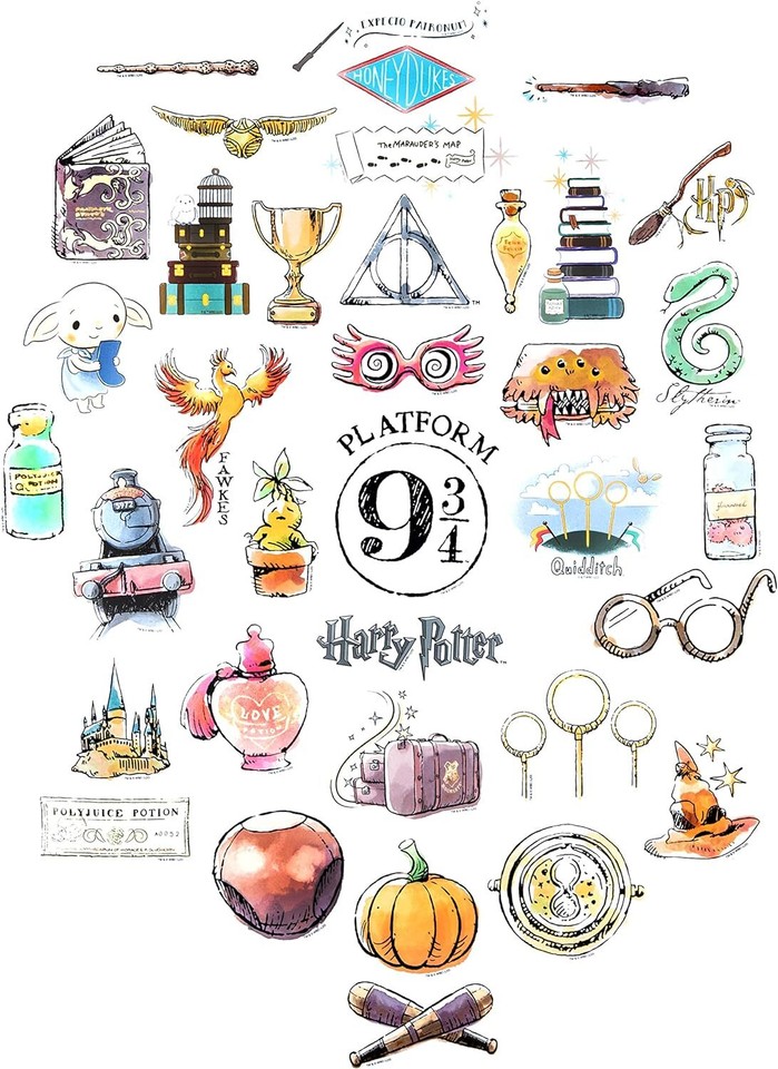 Conquest Journals Harry Potter Watercolor Vinyl Stickers, Set of Unique ...