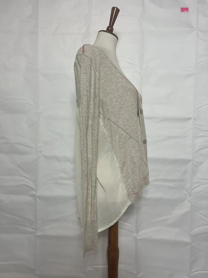 BKE пряжка женщин бежевый/слоновой кости чистый/трикотажный кардиган на пуговицах свитер размер M - Изображение 4 из 4