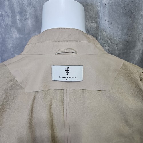 Father Sons Mens 4XL Beige Soft Lambs Leather Jacket with Gold Zips Lightweight - Picture 11 of 13