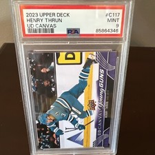 2023-24 UPPER DECK SERIES 1 YOUNG GUNS UD CANVAS #C117 SHARKS HENRY THRUN PSA 9