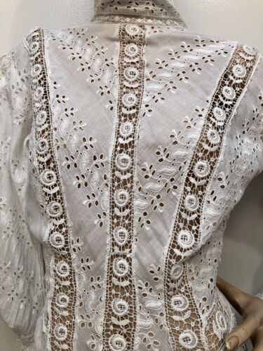 VESTIDO DE CÉSPED VINTAGE 1900 "EDAD DE LA INOCENCIA" Ojales y Rosas Crochet Irlandesas Cinta Encaje - Imagen 8 de 15