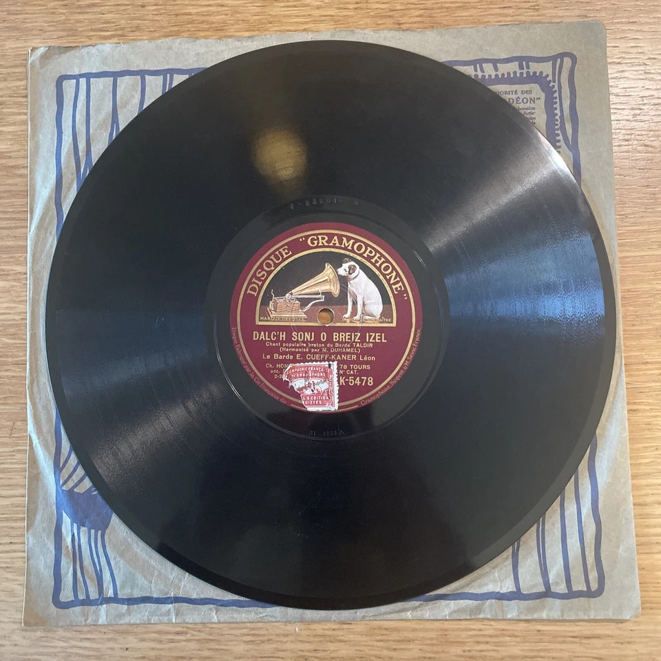 78 RPM HYMNE BRETON DU BARDE TALDIR- CUEFF-KANER - GRAMOPHONE K 5478- breizh - Photo 4/4
