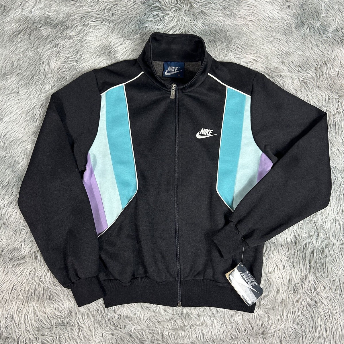 NEW Vintage 80's Nike Women Deadstock Black Blue Striped