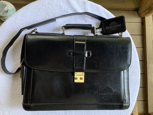 Marcobolo Italy Damen Laptoptasche Tasche Business Attaché Schwarz Kunstleder Messing - Bild 2 von 22