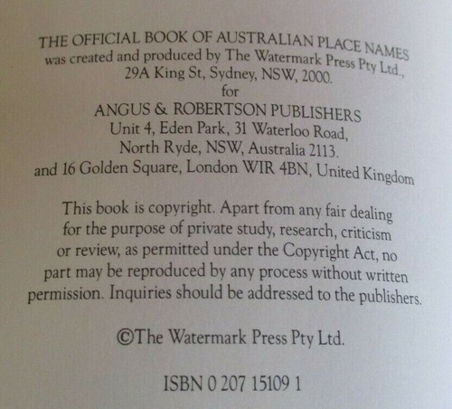 Official Book of Australian Place Names - A-Z Towns and Cities - 80 Pages - 1984 - Bild 2 von 11