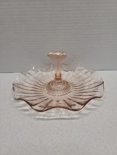 Anchor Hocking Pink Depression Glass Handled Tidbit Dish 3" X 7"