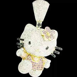 Authentic 3Ct Round Cut Moissanite Unique Teddy Bear Pendant 14K Yellow Gold Plated