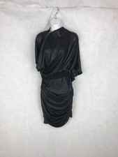 Yigal Azrouel Black Dress Silver Black Zippered Womens SZ 2 Made in USA Poly