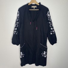 Dolan Anthropologie Ivanhoe Boho Floral Embroidered Tassel Tunic Dress Womens XS