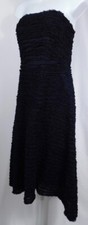 J CREW Women's Navy Blue Cotton Ruffled Trim  Strapless Dress Sz 4