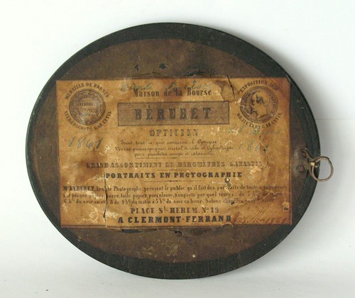 Antique Miniature Oval Portrait Wooden Painting Frame Original French Label 1867 - Picture 2 of 4