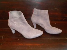 New Womens TSUBO Felecia Suede Charcoal Short Ankle Zip Up High Heel Booties