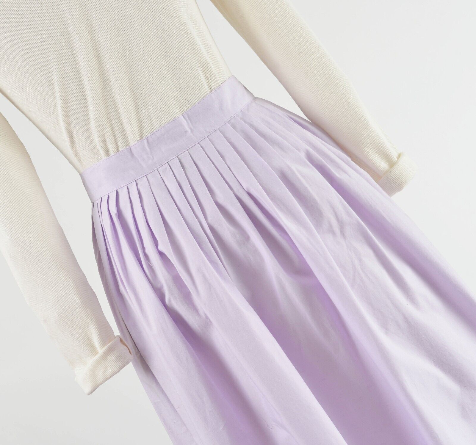 Vintage 80s Lavender Purple Cotton High Waisted F… - image 6