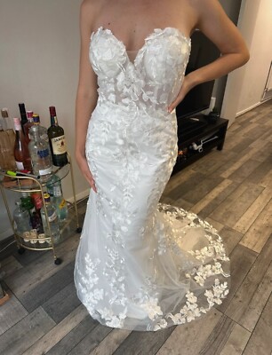 chinese dress ladies Tulle Mermaid Strapless Lace Wedding Dresses, MW1000 main image 1