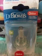 Dr. Brown's Natural Flow Standard Silicone Bottle Nipple, Level 1 0m+, 2 Ct