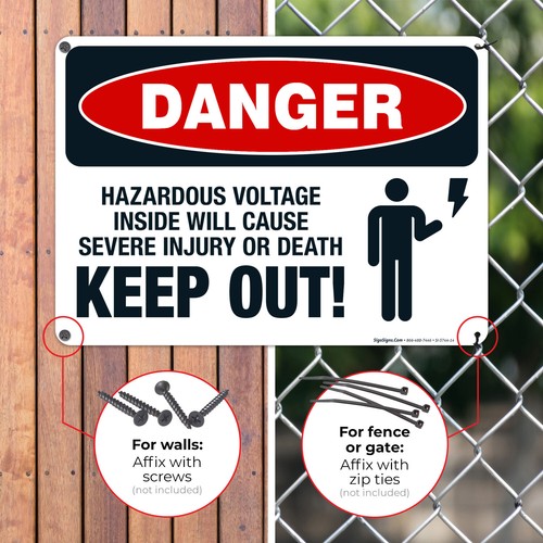 Keep Out Hazardous Voltage Inside Will Cause Severe Injury Or Death, OSHA Sign, - Picture 13 of 86