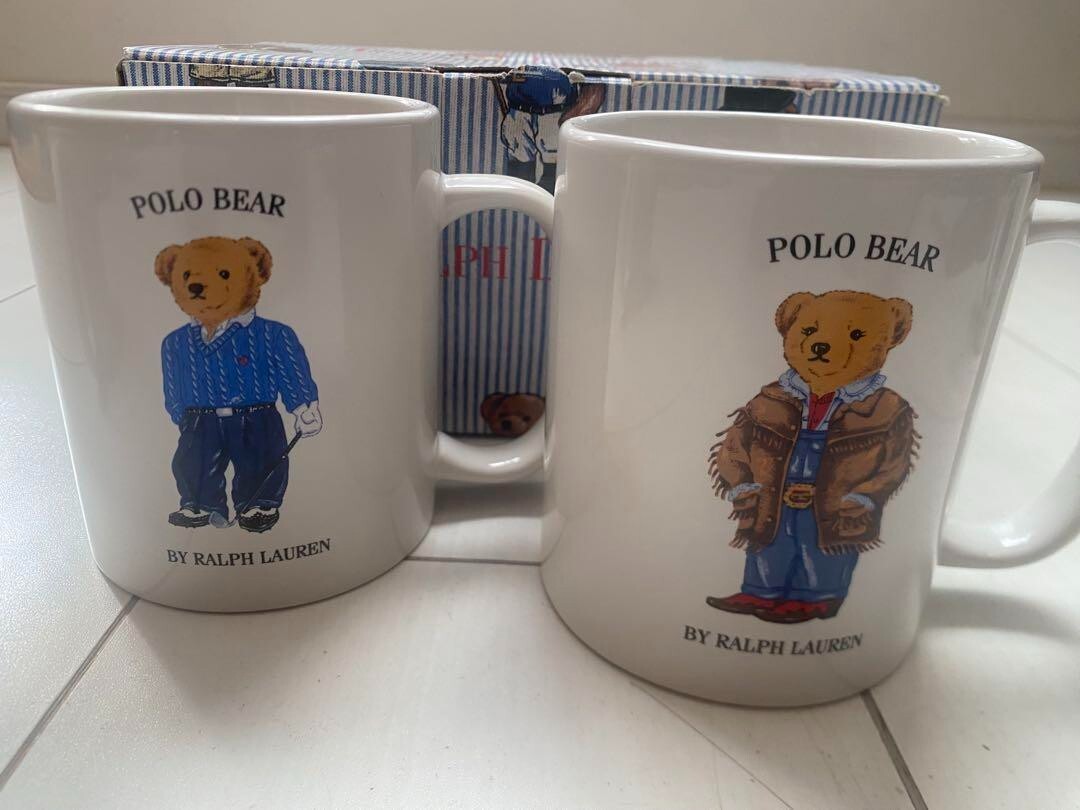 Ralph Lauren Polo Match Royal Golf Blazer Ranch Bear Mug Cup 4 Set
