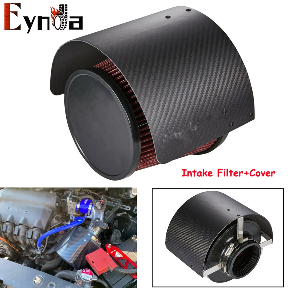 Air Intake Filter Heat Shield Cover+3'' Air Filter For Racing Car 2.5" To 5.5" - Image 3 of 4