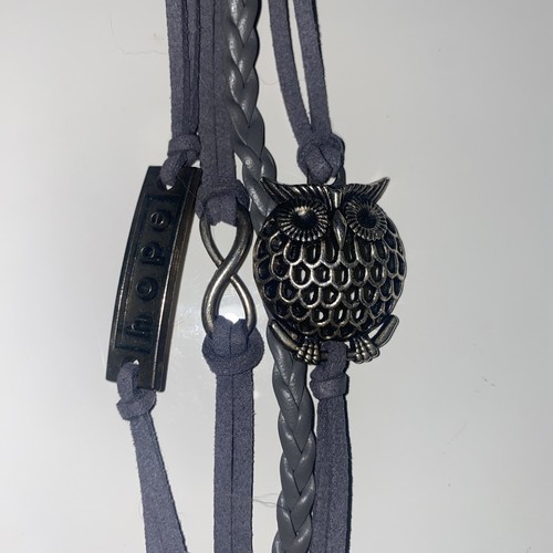 Lederarmband lila, Eule, Hope, Unendlichkeitszeichen - Bild 3 von 3