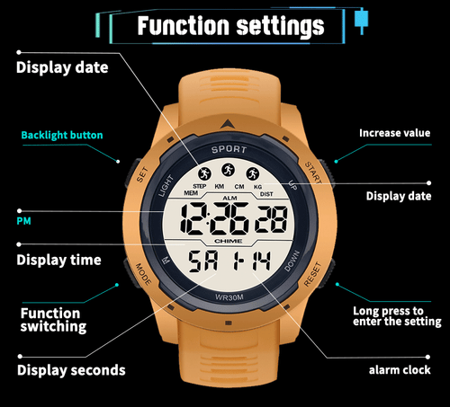 Men Women Waterproof Digital Sports Watch Military Tactical LED Backlight Gift - Picture 5 of 24