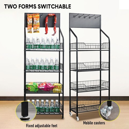 Supermarket Display Shelf 4 Tier Rack Grocery Retail Stand Shelf Home Organizer - Picture 8 of 10