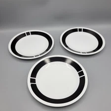 Vintage Discontinued Corelle Urban Black Set Of 3 Salad Bread Plates