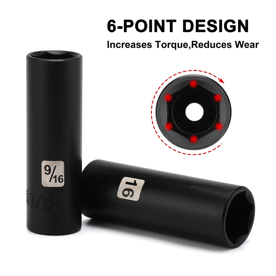 Juego de 49 enchufes de impacto de accionamiento de 3/8" SAE estándar de 6 puntos y enchufes métricos Foto 4 de 4