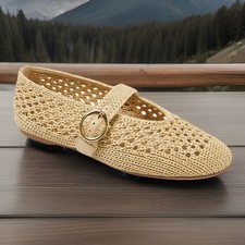Women's Sia Knit Woven Mary Jane Flats - Universal Thread Beige Size 5