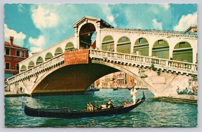 Vintage Rialto Bridge Venice Postcard - Ponte di Rialto Italy Landmark