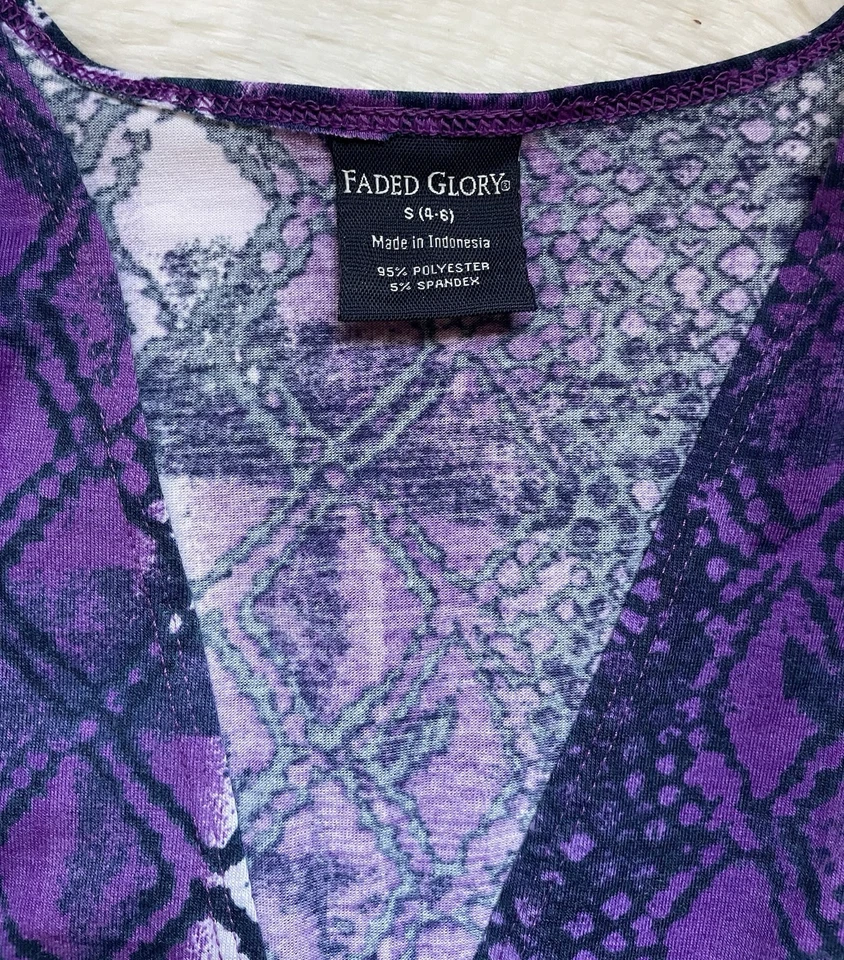 Women’s snakeskin purple Faded Glory beach swim cover up mini dress - Изображение 4 из 4