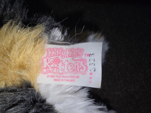 1992 Kitty Kätzchen Kätzchen Aufnäher Calico Katze Plüsch Tyco grau orange weiß - Bild 9 von 10