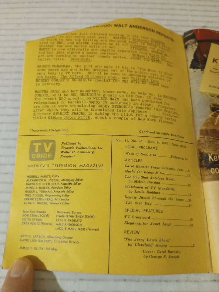 TV Guide Utah Idaho November 9 1963 Carol Burnett Dennis James Janet Leigh - Image 4 of 4