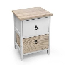 CASSETTIERA IN LEGNO CON 2 CASSETTI COLORE BIANCO E NATURALE 26 X 32 X 46 CM