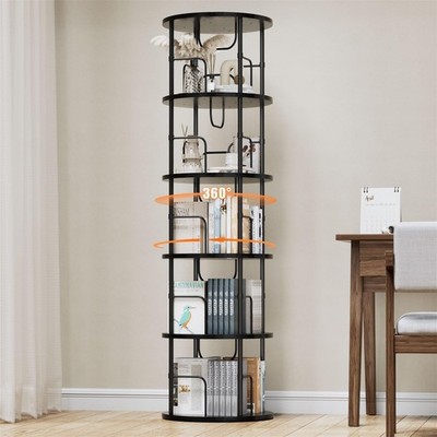 ALLSTAND 5 Tier Rotating Bookshelf, 360 ° Display Stackable Spinning Bookshelf