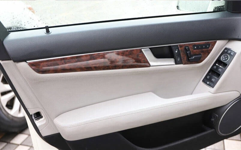 For Benz C-Class 2008-2014 Agate Wood Grain Inner Door Strip Panel Decor Trim 4* - Image 3 of 4