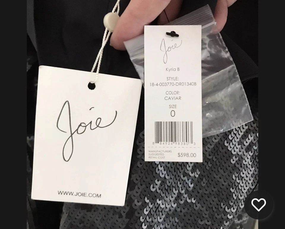 Joie KYRIA 鱼子酱黑色亮片长袖迷笛连衣裙 - $598 全新带标签 XS 0 — 第 4/4 张图片