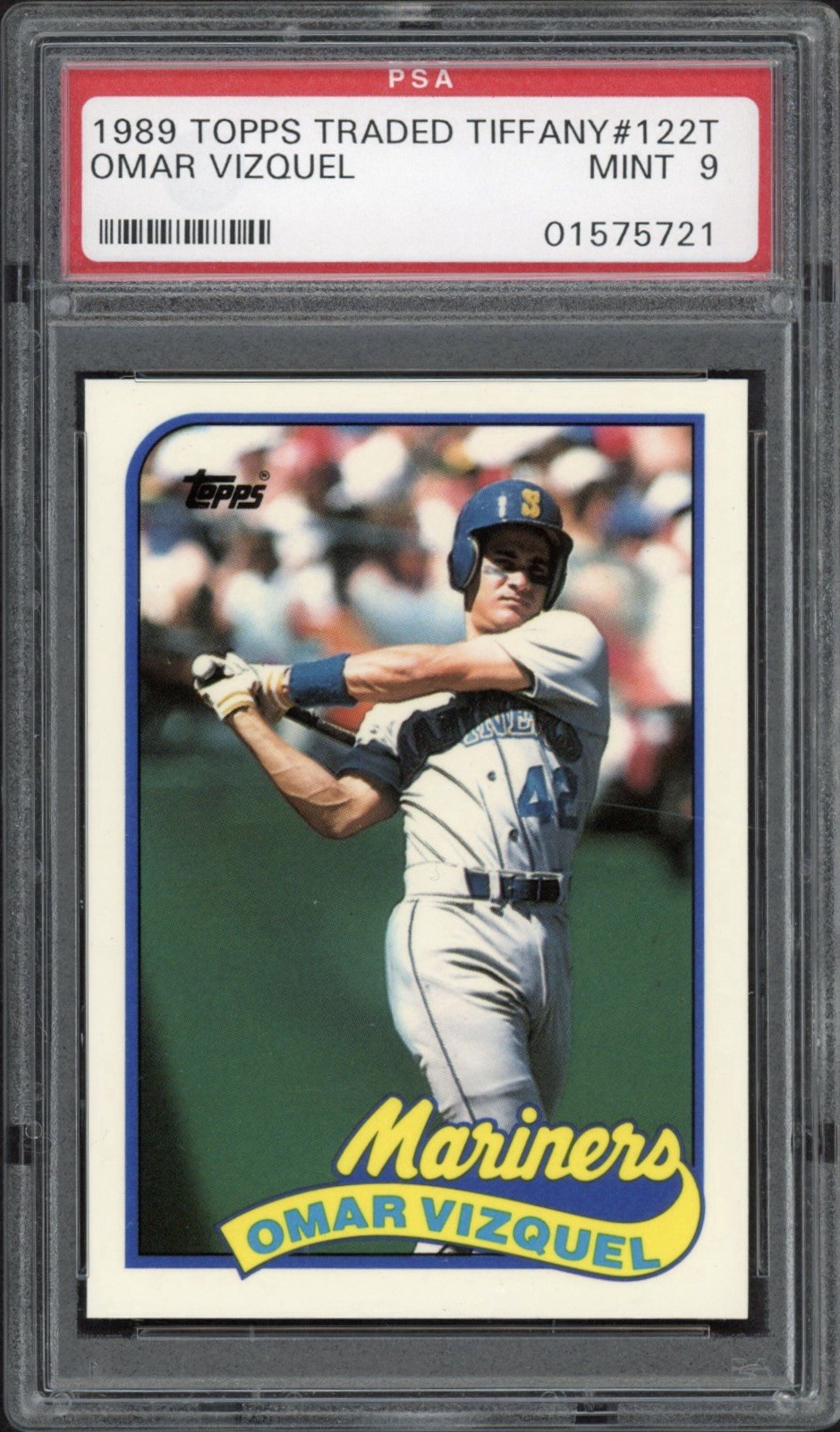 1989 Topps Traded Tiffany Omar Vizquel Rookie RC #122T PSA 9 Mint Mariners