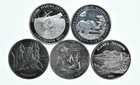 Lot 5 VINTAGE 1 Oz Silver Bars/Rounds Art Bars Collection Poured .999 *528