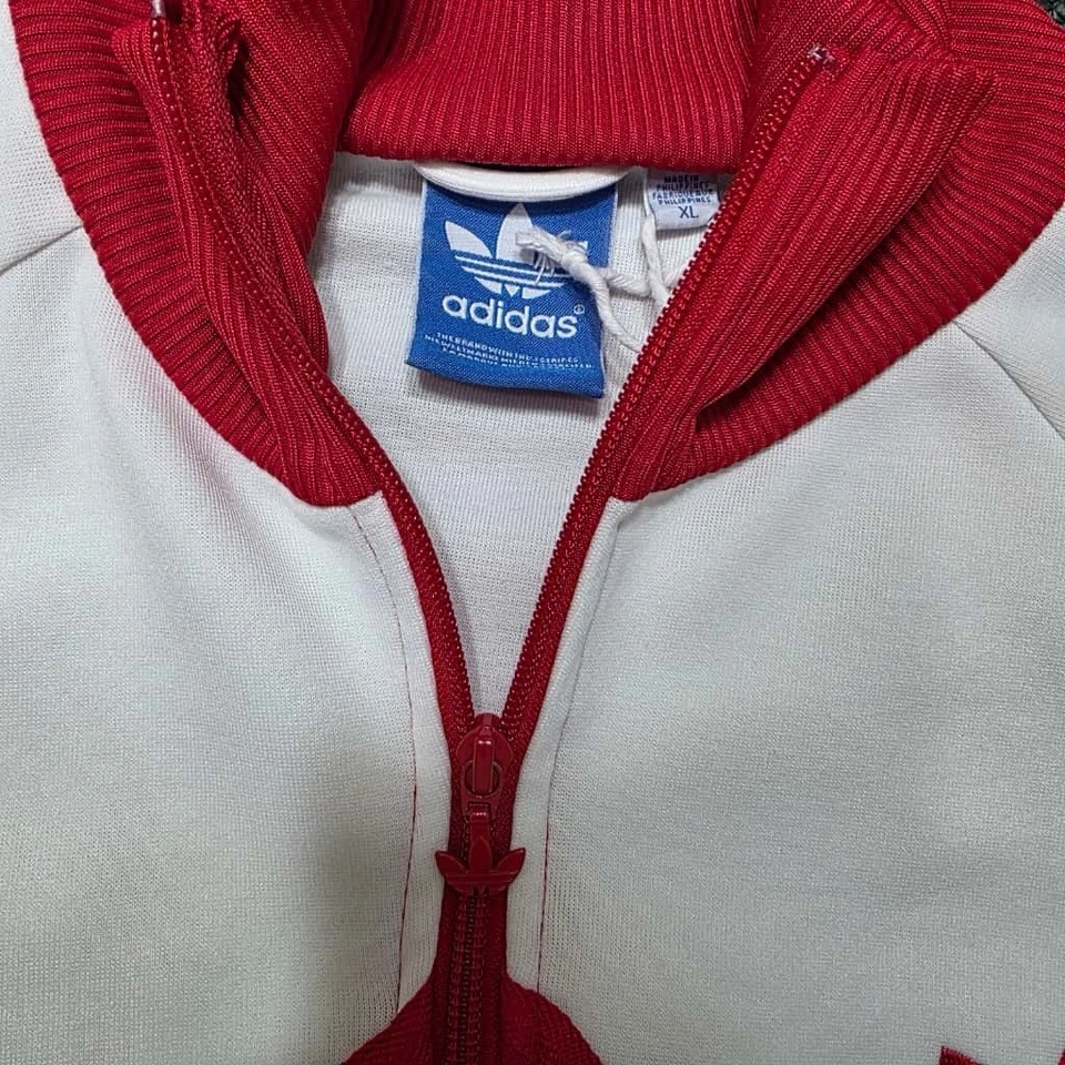 Adidas Originals Trefoil Track Jacket Red White Full Zip Retro Size XL - Image 3 of 4