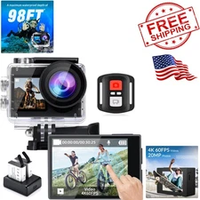 Waterproof 4K Action Camera with EIS & App Support – Ideal for Diving & Cycling