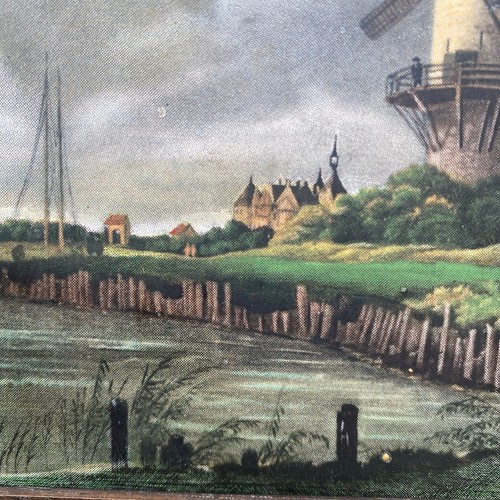 Vintage Holländische Windmühle gerahmte Keramikfliese Kunst - Bild 3 von 8