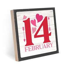 Valentines Day Decorations, Feb 14 Valentine's Day Wooden Box Sign Decorative,