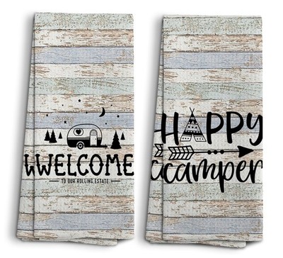 NOQL Happy Camper Hand Towels, Camper Gifts, RV Accessories for Inside Fun, Camp