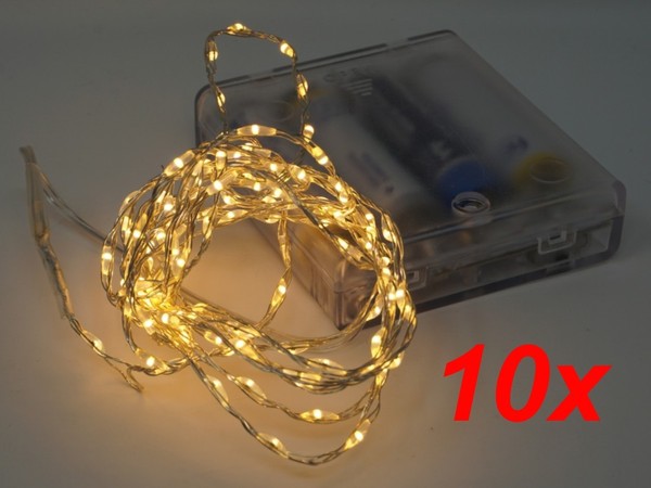 10X Deko Beleuchtung Draht Lichterkette 200 Cm Timer 132 Micro Led Warmweiß-image