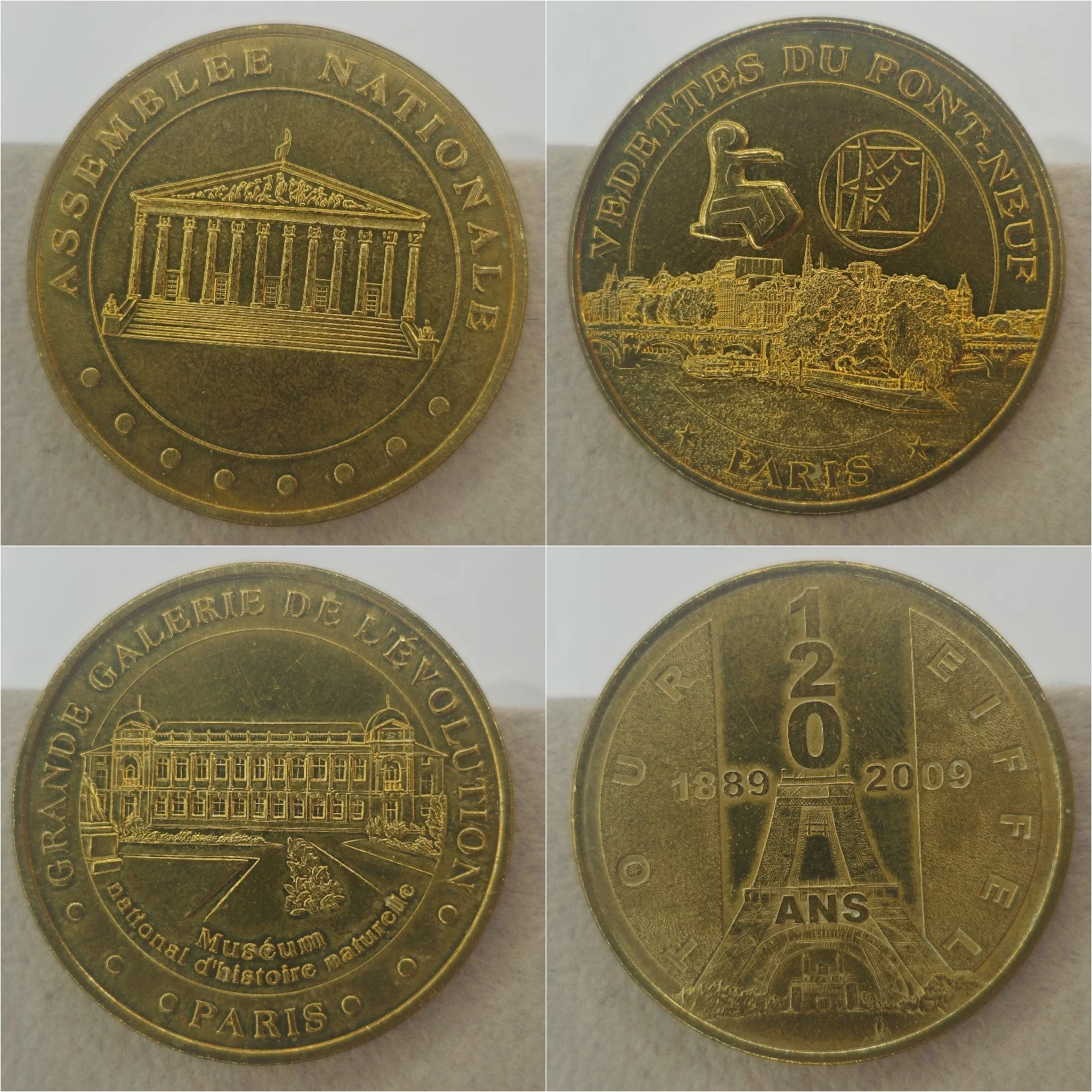 Paris Assemblée Pont-Neuf Tour Eiffel - Lot Jetons Médailles Monnaie de Paris