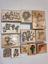 Christmas Rubber Stamp LOT CALLING BIRDS GEESE PARTRIDGE Santa snowman Rare