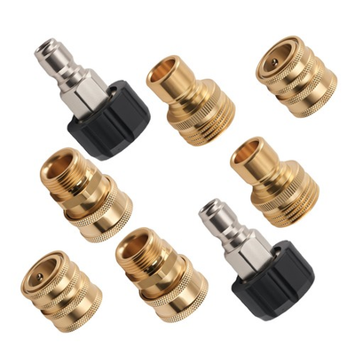 #ad #ad 8PC M22 Quick Connector Adapter Kit for Pressure Washer Fitting Brass Steel 3 8quot; $30.95